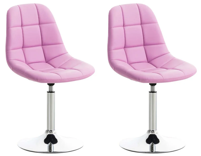 Lot de 2 chaises de salle à manger lounge pivotante en PVC rose et pieds trompette métal chromé 10_0001698