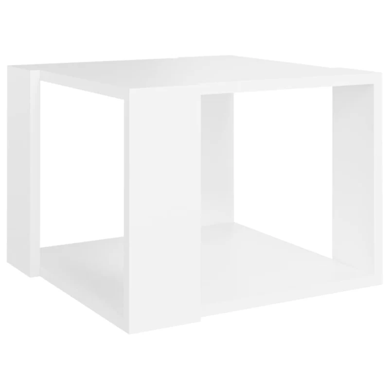 Table basse de salon design moderne 40 x 40 x 30 cm bois d'ingénierie blanc DEC037861
