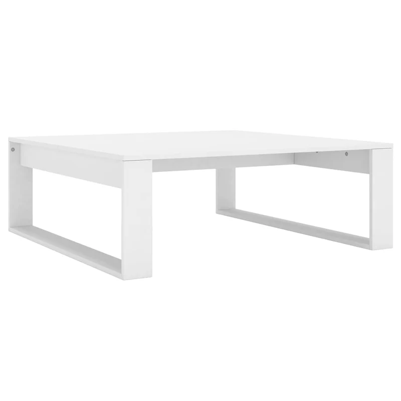 Table basse de salon design simple 100 x 100 x 35 cm bois d’ingénierie blanc DEC037774