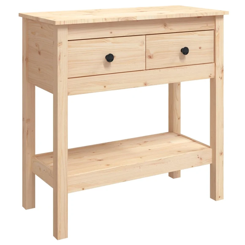 Table d'appoint console d'entrée meuble de salon avec tiroirs 75 x 35 x 75 cm en bois massif de pin DEC031570