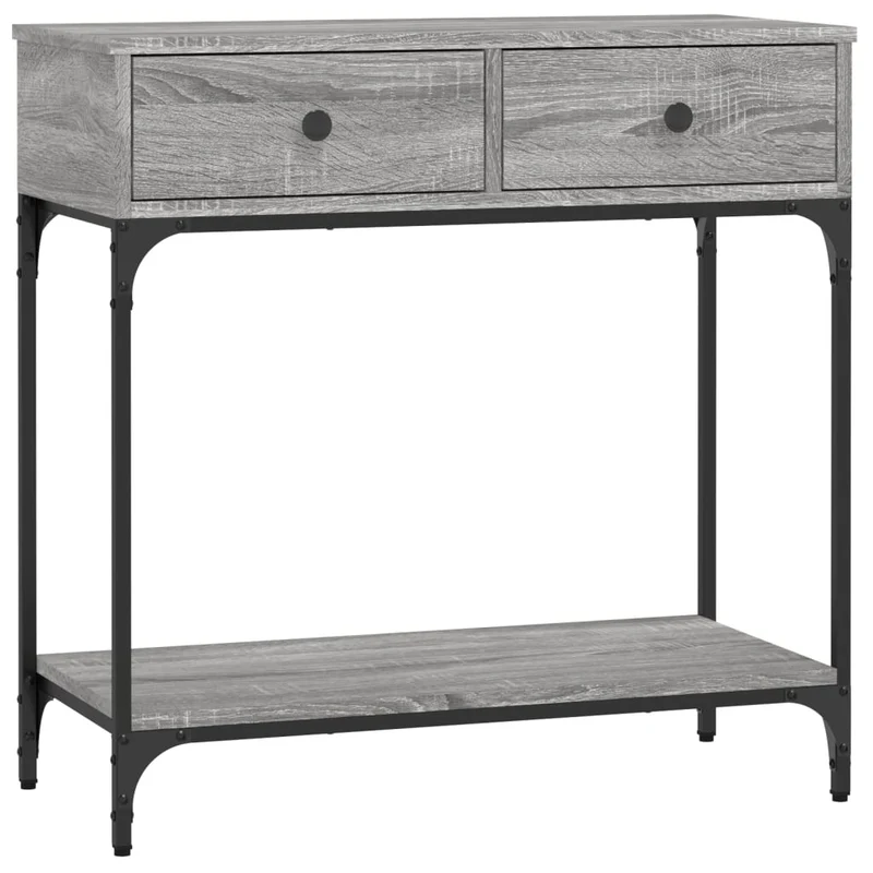 Table console d'entrée fonctionnel et stylé avec tiroirs 75 x 34,5 x 75 cm bois d'ingénierie gris et métal DEC032242