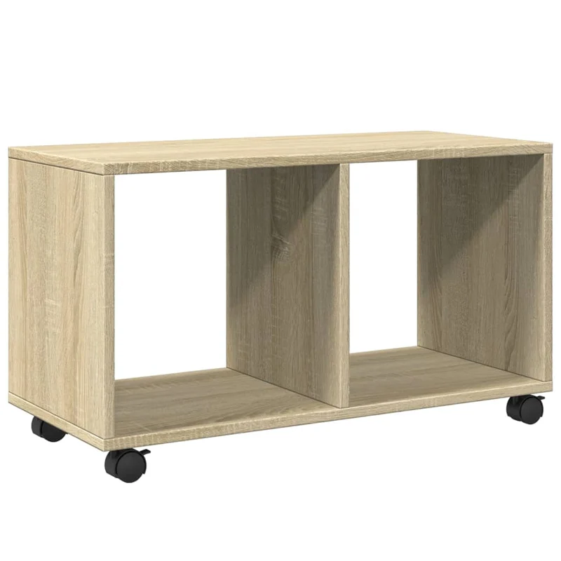 Table console d'entrée fonctionnel et stylé sur roulettes 72 x 33 x 42,5cm bois d’ingénierie couleur chêne DEC031387