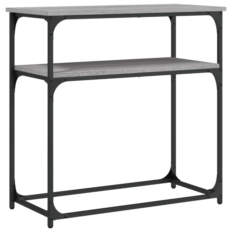 Table console d'entrée fonctionnel et stylé avec étagères 75 x 35,5 x 75 cm bois d'ingénierie gris et métal DEC032246