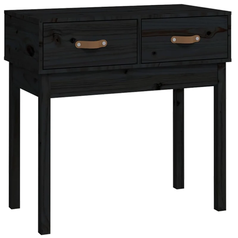Table console d'entrée fonctionnel et stylé avec tiroirs 76,5 x 40 x 75 cm bois massif de pin noir DEC032161