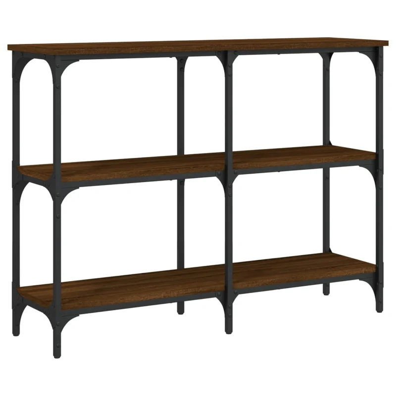 Table console d'entrée fonctionnel et stylé avec étagères 100 x 29 x 75 cm bois d'ingénierie marron et métal DEC031831