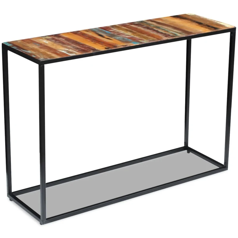 Table console bois de récupération massif 110 x 35 x 76 cm multicolore DEC031741