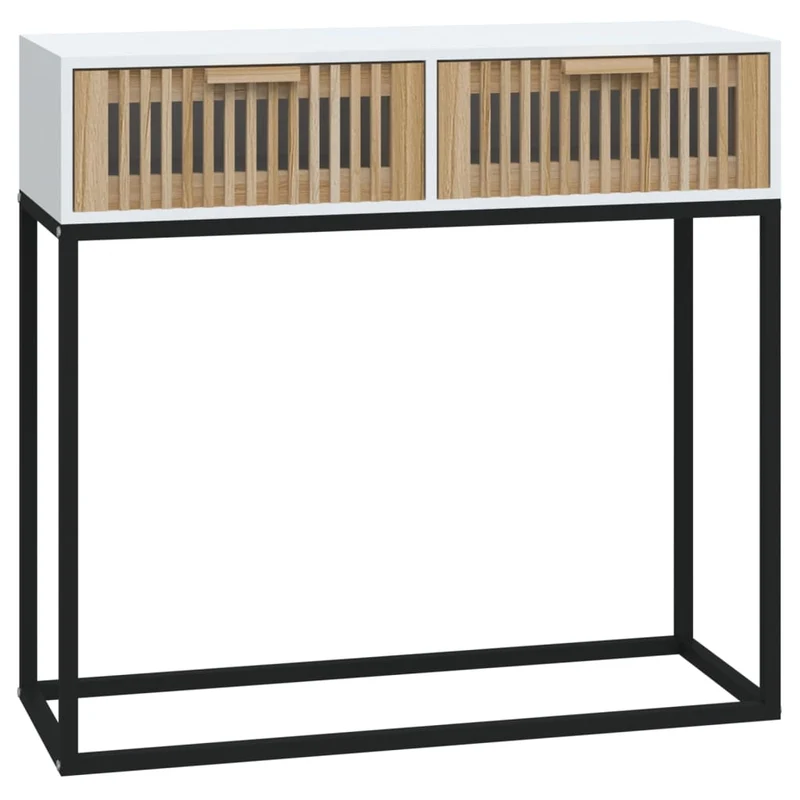 Table console d'entrée fonctionnel et stylé avec tiroirs 80 x 30 x 75 cm bois d'ingénierie et fer DEC031714