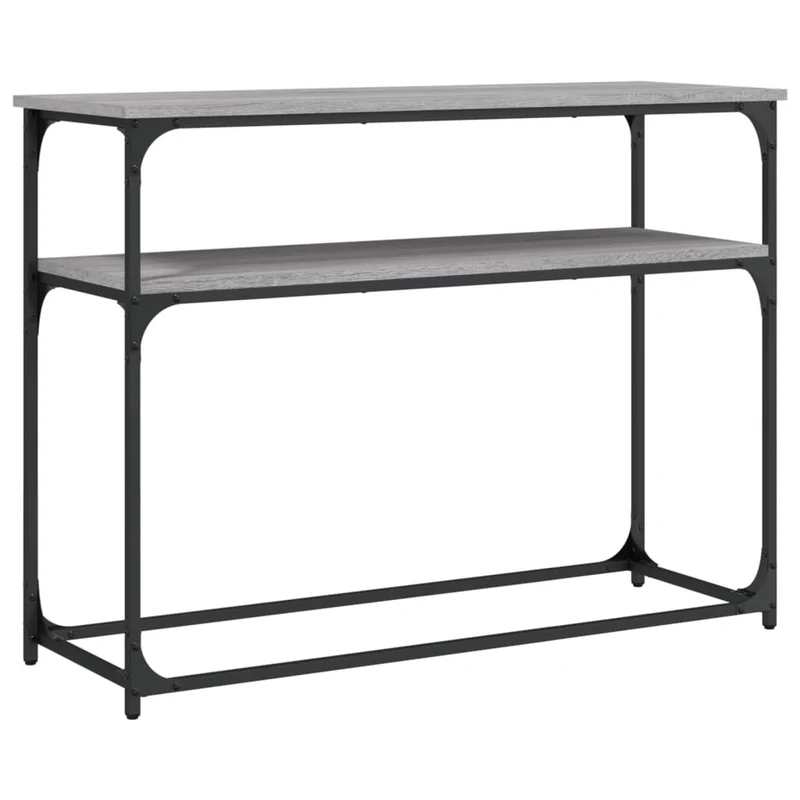Meuble console d'entrée moderne avec étagère 100 x 35,5 x 75 cm bois d'ingénierie gris DEC032199