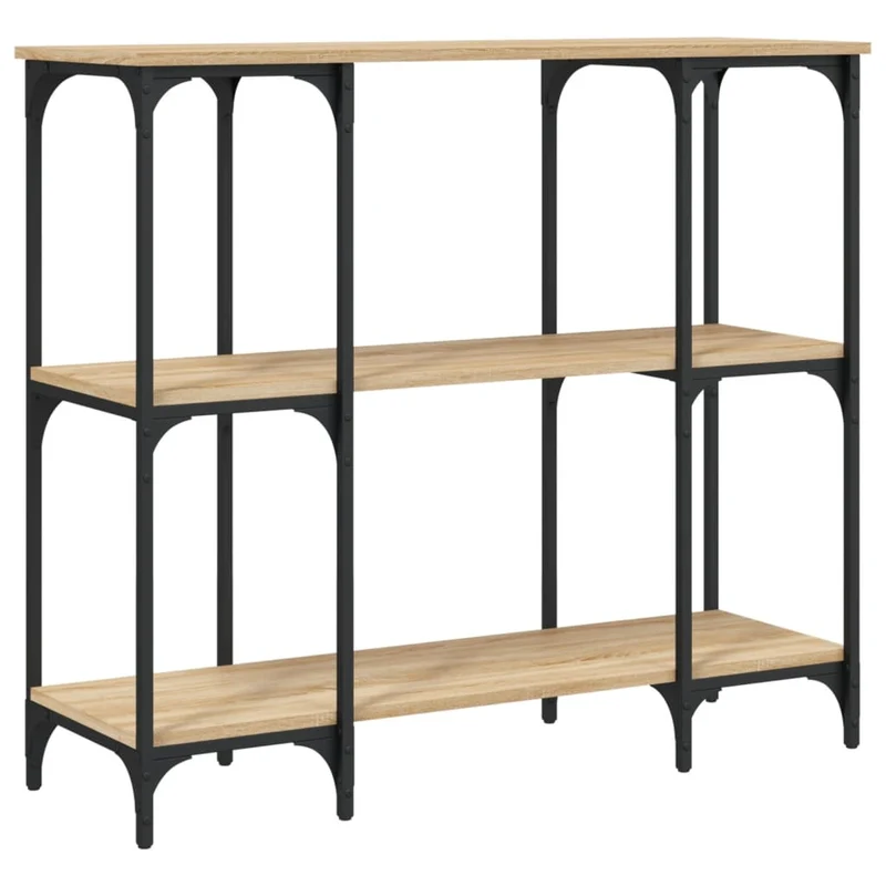 Meuble console d'entrée moderne avec étagères 102 x 35 x 90 cm bois d'ingénierie et métal DEC031926