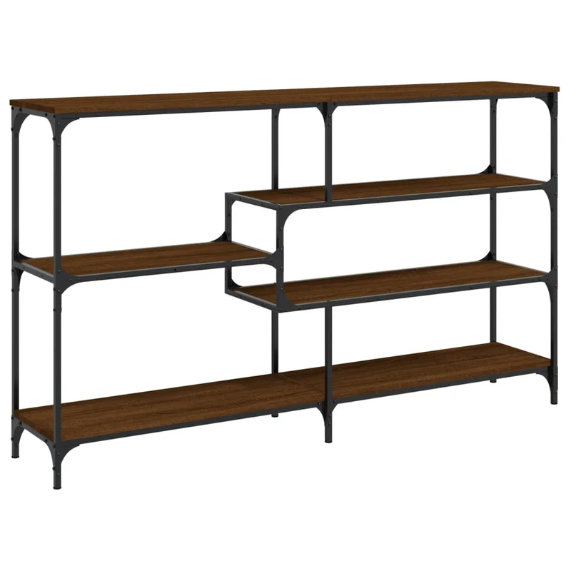 Meuble console d'entrée moderne avec étagères 160 x 32 x 95 cm bois d'ingénierie marron et métal DEC031865