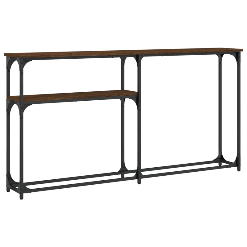 Meuble console d'entrée moderne avec étagères 145 x 22,5 x 75 cm bois d'ingénierie et métal DEC031858