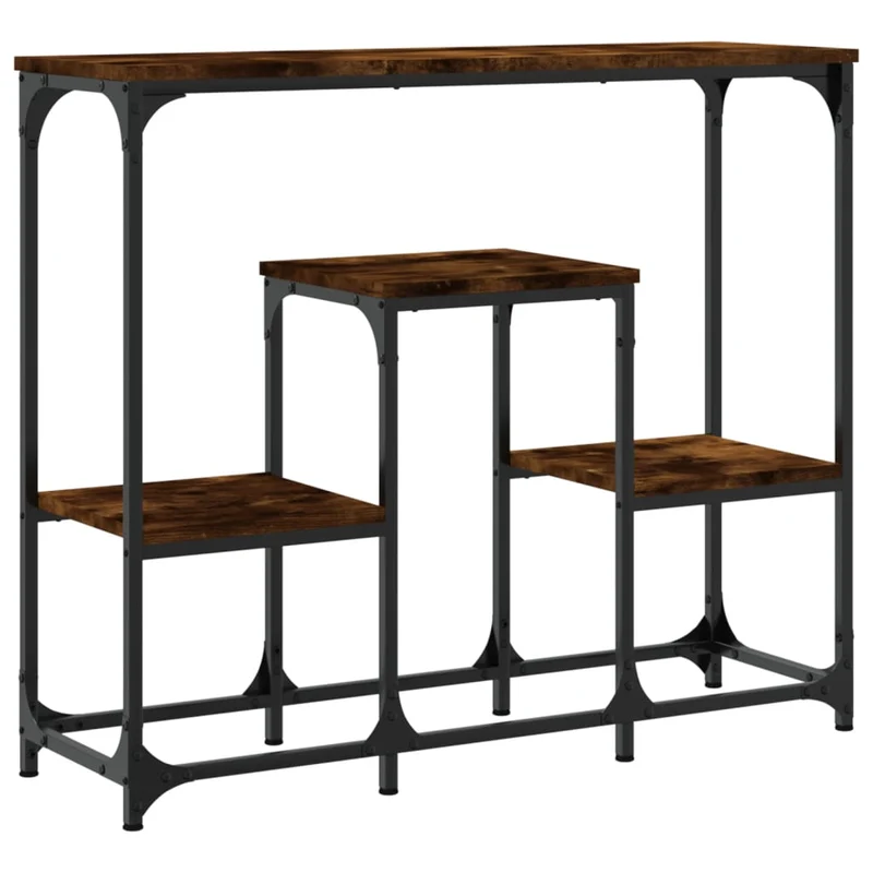Meuble console d'entrée moderne avec étagères 89,5 x 28 x 76 cm bois d'ingénierie marron et métal DEC031821