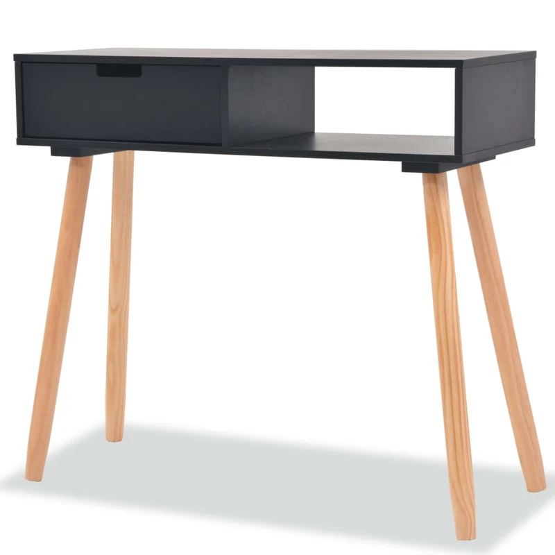 Meuble console d'entrée moderne avec tiroir 80 x 30 x 72 cm MDF noir DEC031738