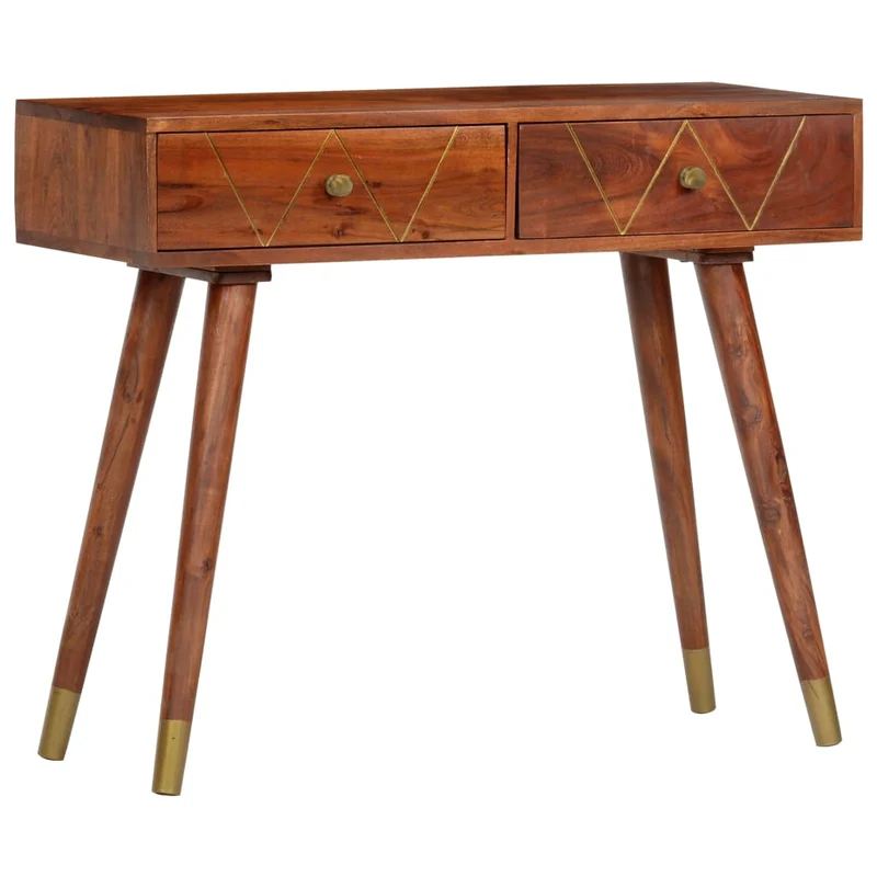 Meuble console d'entrée moderne avec tiroirs 90 x 35 x 76 cm bois d'acacia couleur marron miel DEC031593