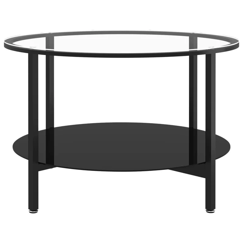 Table basse de salon à deux niveaux 70 cm verre trempé et fer DEC032587