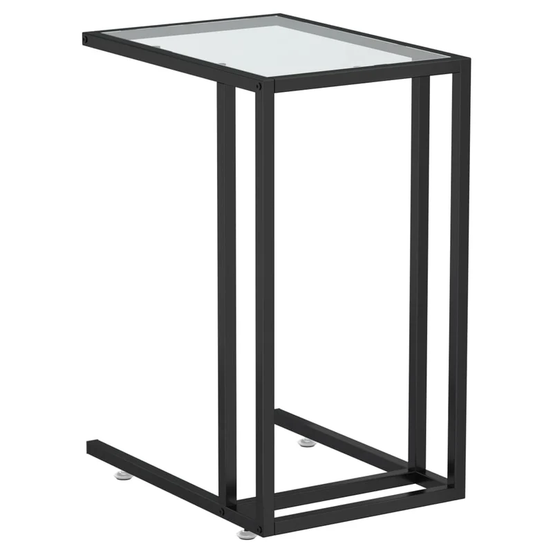 Table d'appoint table d'ordinateur bout de canapé 50 x 35 x 65 cm verre trempé transparent et fer DEC032512