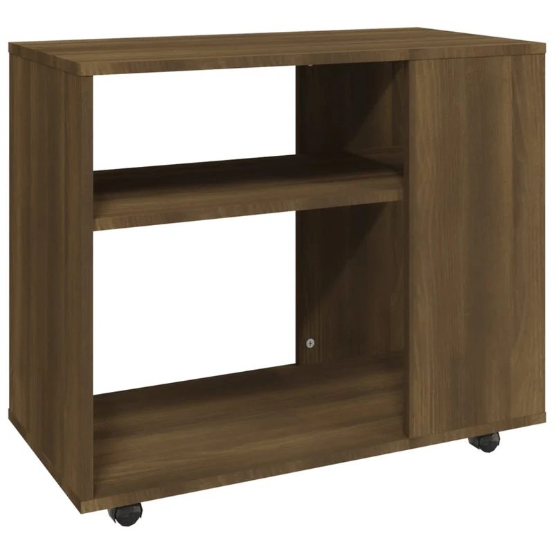 Table d'appoint console bout de canapé sur roulettes 70 x 35 x 55 cm bois d'ingénierie marron DEC032409