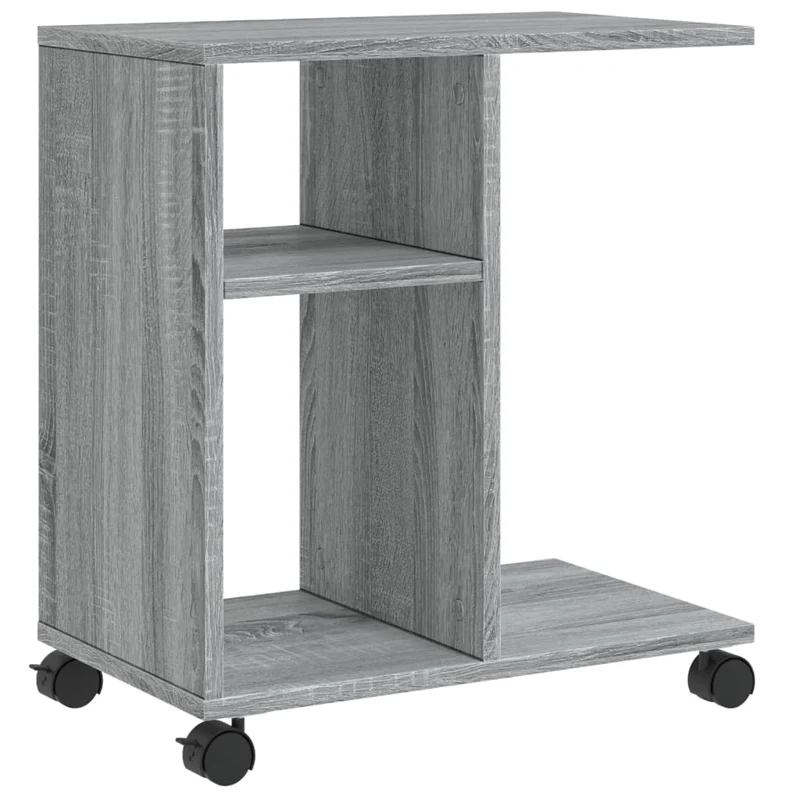 Table d'appoint bout de canapé sur roulettes 50 x 30 x 55 cm en bois d'ingénierie gris DEC032338