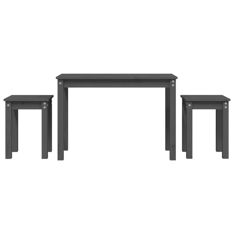 Lot de 3 tables d'appoint gigognes en bois de pin gris DEC032720