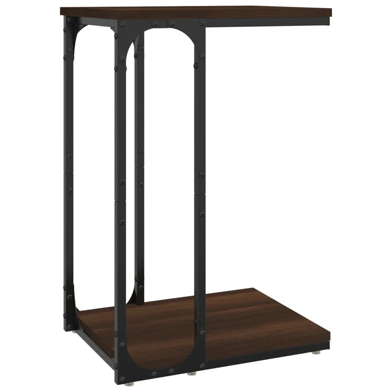 Table d'appoint bout de canapé 40 x 30 x 60 cm en bois d'ingénierie marron et métal DEC032399