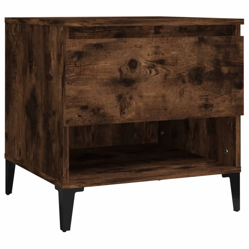 Table d'appoint meuble de salon avec tiroir 50 x 46 x 50 cm bois d'ingénierie marron et métal DEC032392