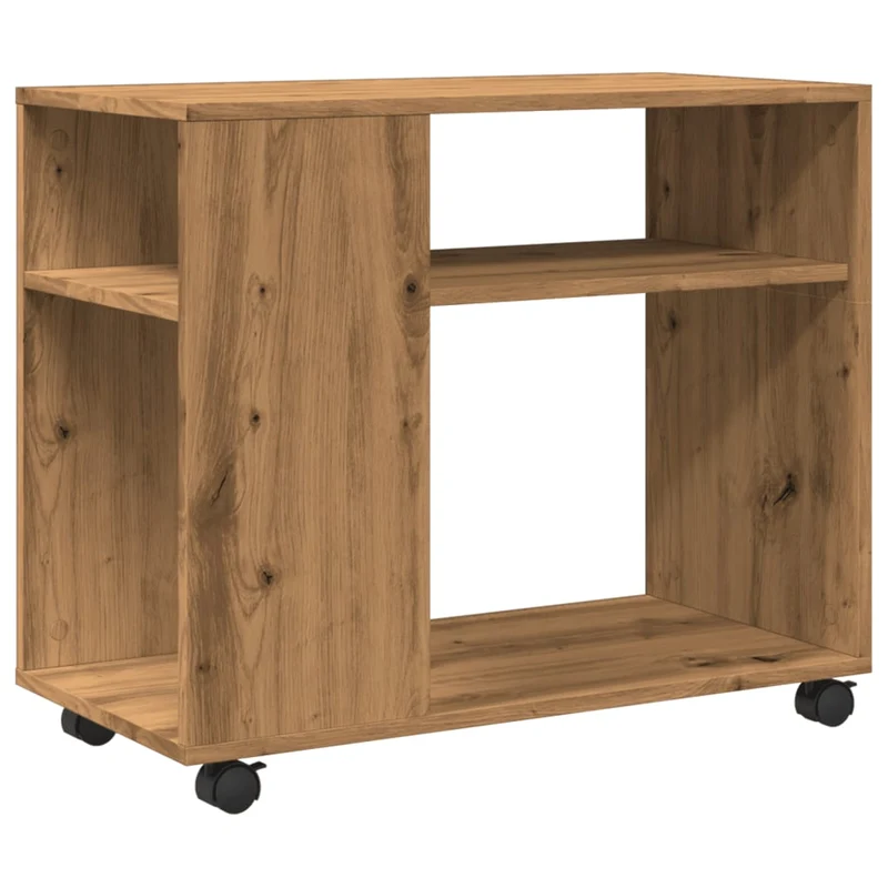 Meuble d'appoint console sur roulettes avec étagères 70 x 35 x 60 cm en bois d'ingénierie brun DEC032326