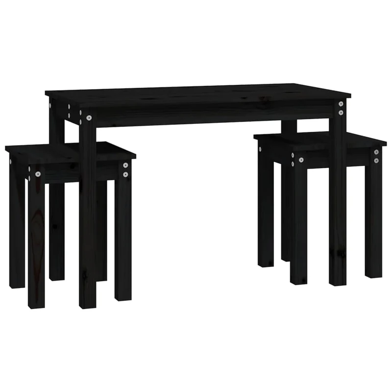 Lot de 3 tables d'appoint gigognes en bois de pin noir DEC032734