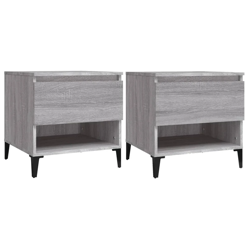 Lot de 2 tables de chevets avec tiroir 50 x 46 x 50 cm bois ingénierie gris DEC032651