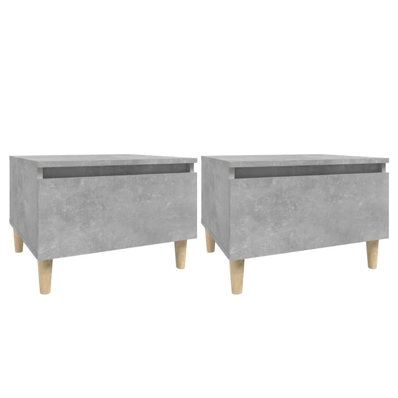 Lot de 2 tables d'appoint chevet avec tiroir 50 x 46 x 35 cm bois d'ingénierie gris DEC032637