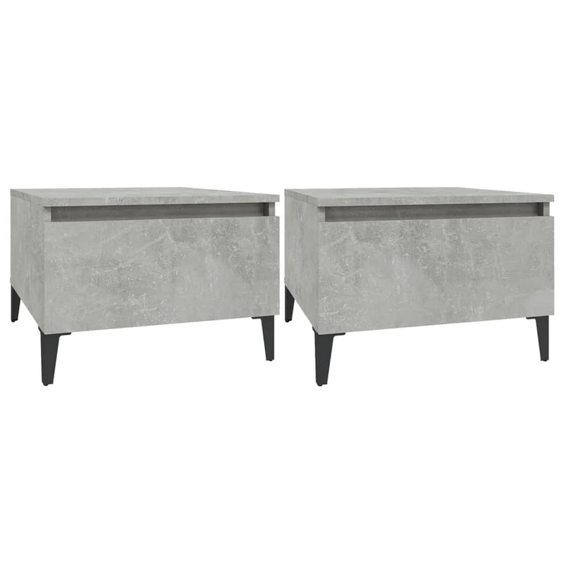 Lot de 2 tables d'appoint avec tiroir 50 x 46 x 35 cm bois d'ingénierie gris DEC032636