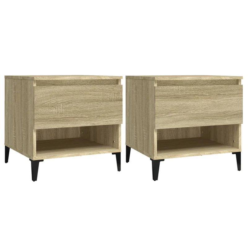 Lot de 2 tables d'appoint 50 x 46 x 50 cm en bois ingénierie couleur chêne DEC032632
