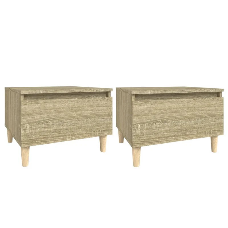 Lot de 2 tables d'appoint chevet avec tiroir 50 x 46 x 35 cm bois ingénierie couleur chêne DEC032630