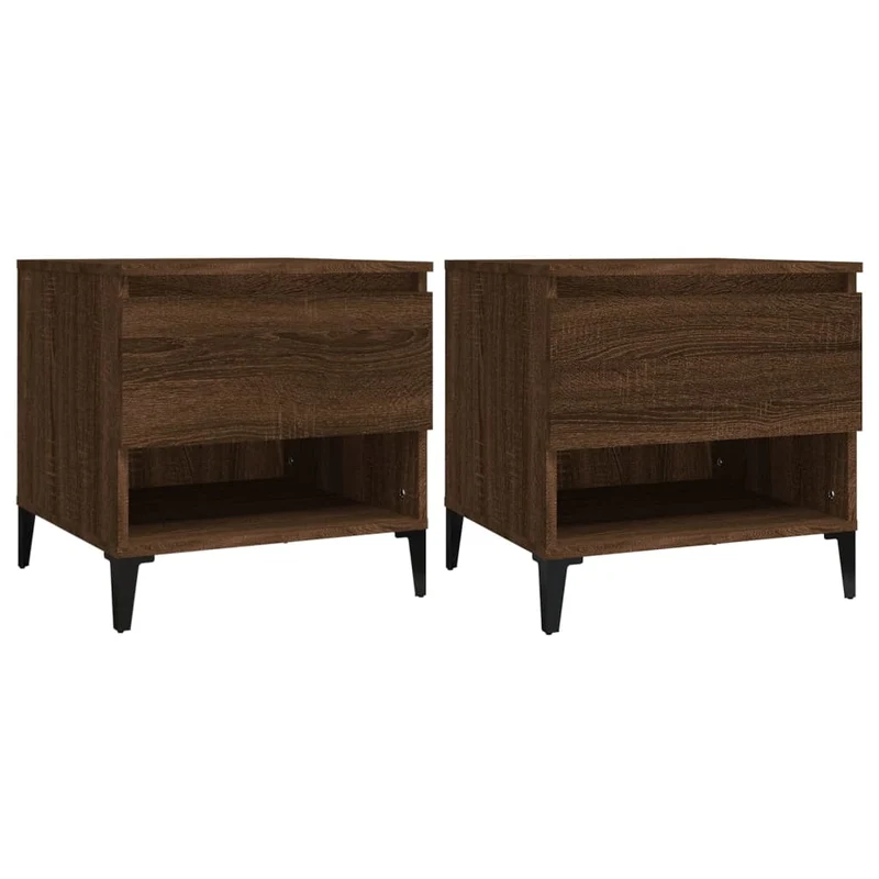 Lot de 2 tables d'appoint chevet avec tiroir 50 x 46 x 50 cm bois ingénierie marron DEC032627