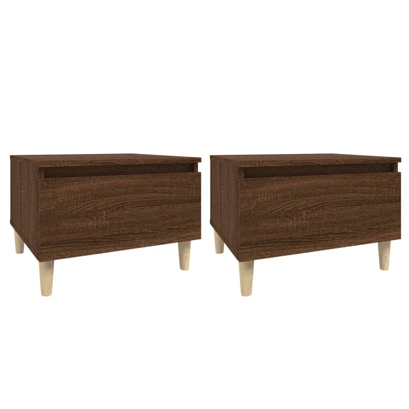 Lot de 2 tables de chevets avec tiroir 50 x 46 x 35 cm en bois ingénierie marron DEC032626