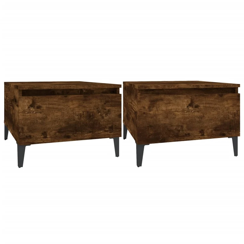 Lot de 2 tables d'appoint chevet avec tiroir 50 x 46 x 35 cm en bois ingénierie marron DEC032621