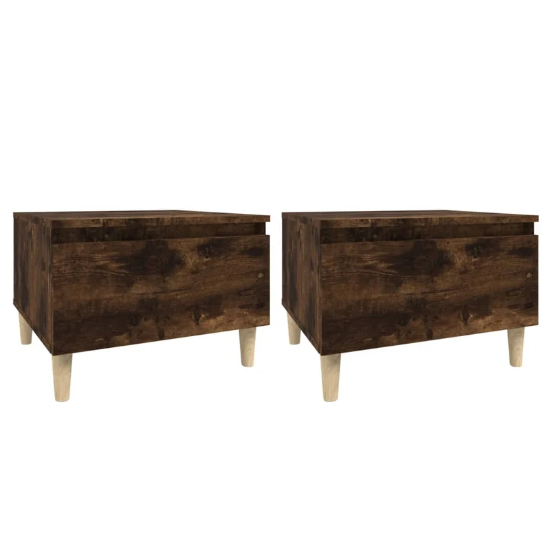 Lot de 2 tables de chevets avec tiroir 50 x 46 x 35 cm en bois ingénierie marron DEC032620