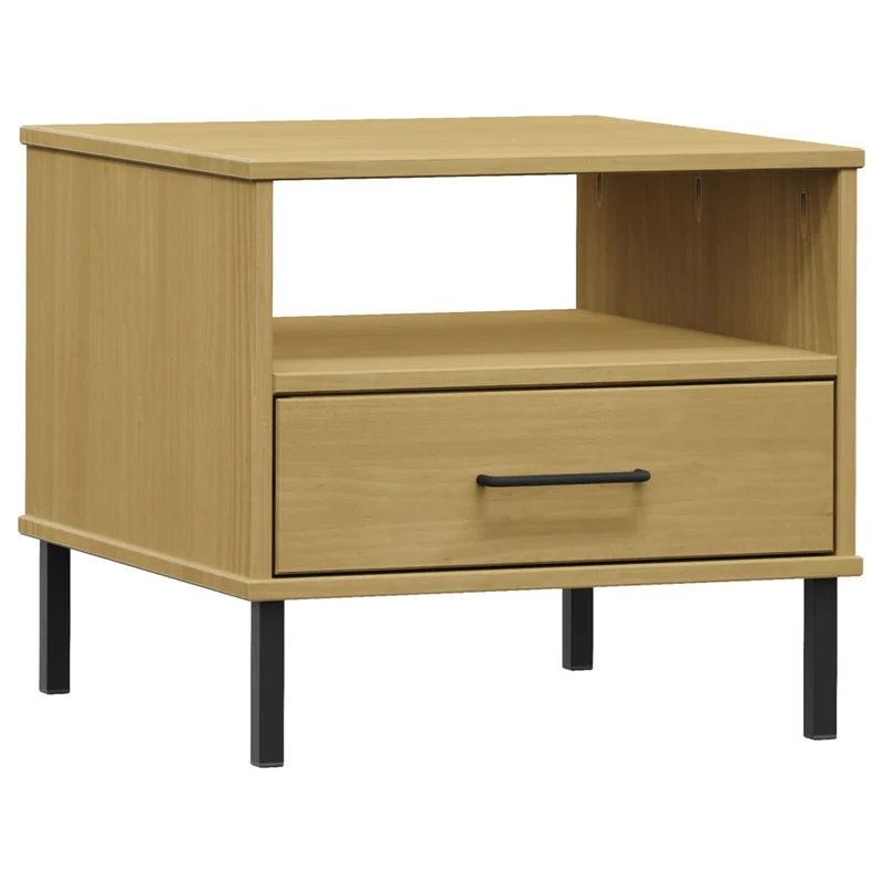 Table de chevet avec tiroir et compartiment 50 x 50 x 45 cm en bois pin marron DEC032561