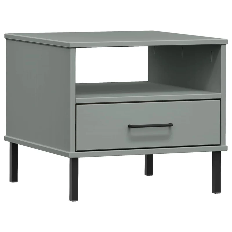 Table de chevet avec tiroir et compartiment 50 x 50 x 45 cm en bois de pin gris DEC032560