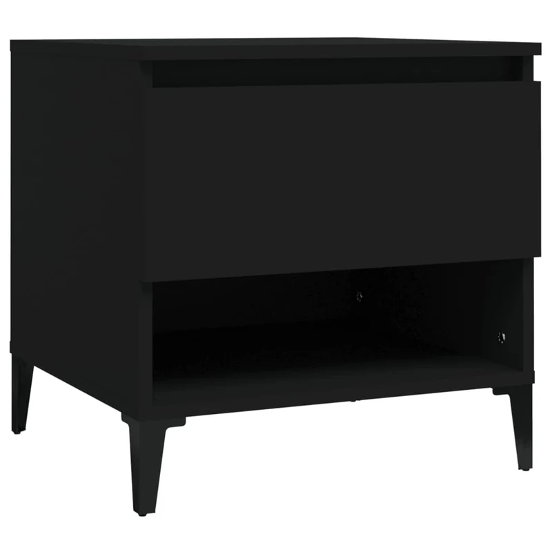 Table d'appoint chevet avec tiroir 50 x 46 x 50 cm en bois d’ingénierie noir DEC032495