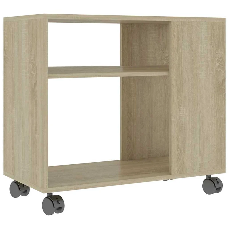 Table d'appoint meuble de salon sur roulettes 70 x 35 x 55 cm en bois d'ingénierie couleur chêne DEC032426