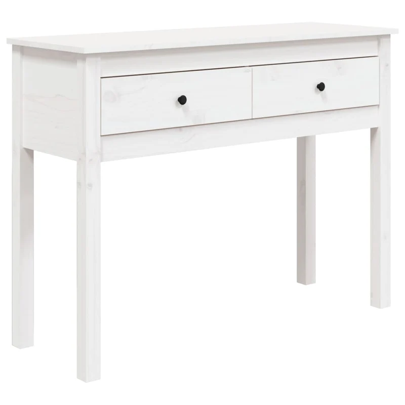 Table console avec tiroirs 100 x 35 x 75 cm bois massif de pin blanc DEC031677