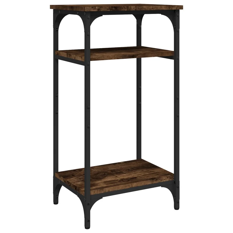 Table d'appoint chevet bout de canapé avec étagère 40 x 30 x 75 cm bois d'ingénierie marron et acier DEC032384