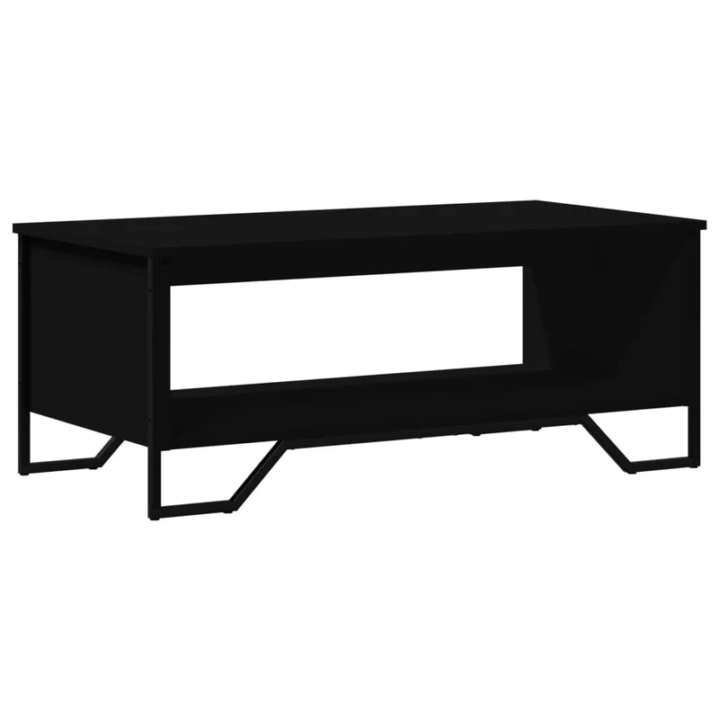 Table basse design moderne et contemporaine 100 x 51 x 40 cm bois d'ingénierie noir et métal DEC039570