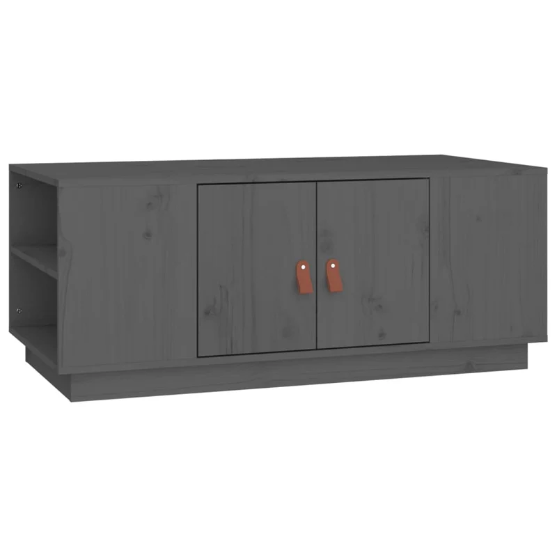 Table basse avec étagères de rangement design rustique moderne 100 x 50 x 41 cm bois de pin gris DEC039154