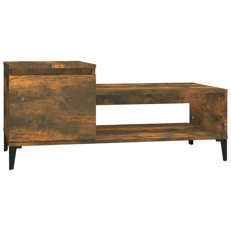 Table basse avec espace de rangement design rustique industriel 100 x 50 x 45 cm bois d'ingénierie marron et métal DEC038326