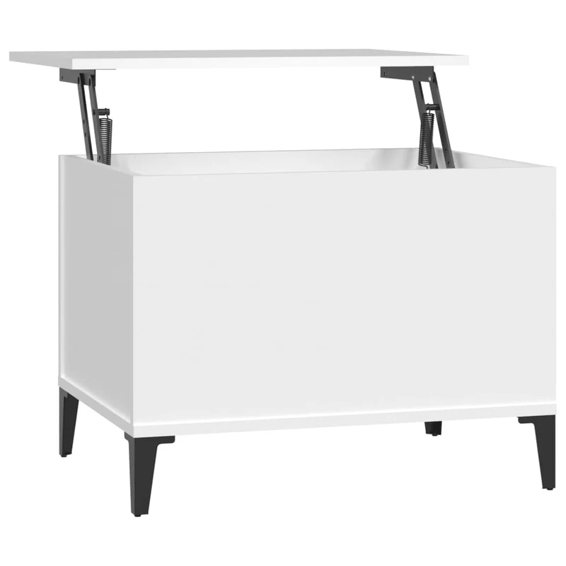 Table basse plateau relevable design moderne et contemporaine 60 x 44,5 x 45 cm bois d'ingénierie blanc et métal DEC037907