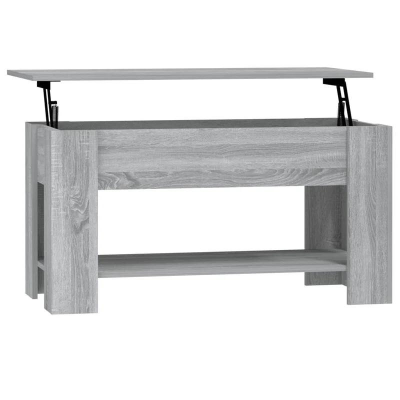 Table basse avec plateau relevable 101 x 49 x 52 cm bois d'ingénierie gris DEC039970