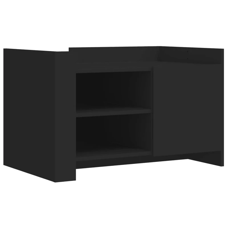 Table basse avec étagères et compartiment avec porte design moderne et contemporaine 80 x 50 x 50 cm bois d'ingénierie noir DEC039777