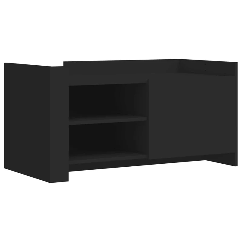 Table basse avec étagères design moderne et contemporain 100 x 50 x 50 cm bois d'ingénierie noir DEC039564