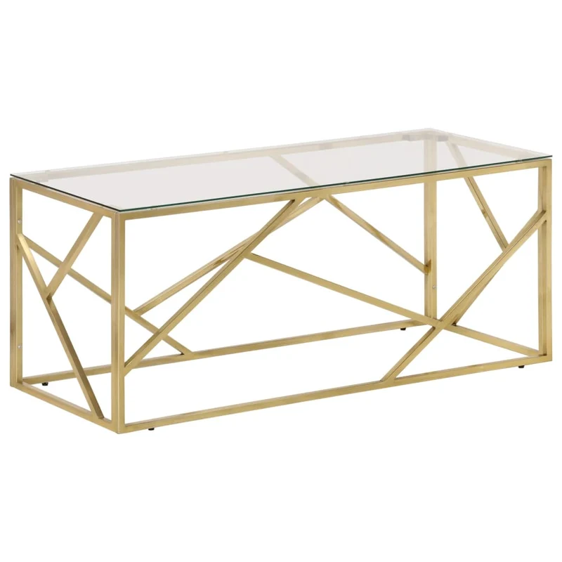 Table basse design moderne et élégant en cier inoxydable doré et verre trempé DEC039119